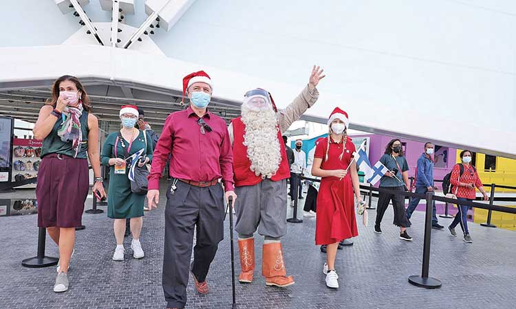 Santa and his companions enjoy their evening  at Expo 2020 Dubai