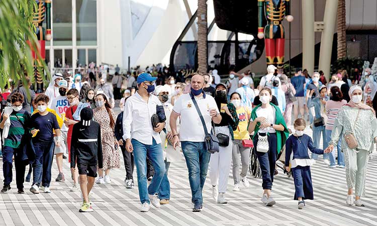 Visitors enjoy the last evening of the year at Expo 2020 Dubai. Kamal Kassim, Gulf Today