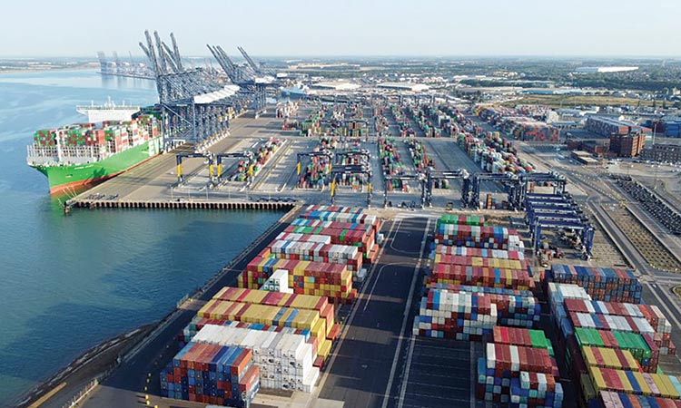 A general view of UK’s biggest container port Felixstowe.  Reuters