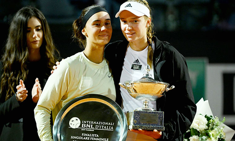 Wimbledon champion Rybakina wins Italian Open after Kalinina retires