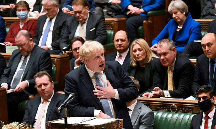 Boris Johnson speaks on the floor of the parliament in London. Reuters