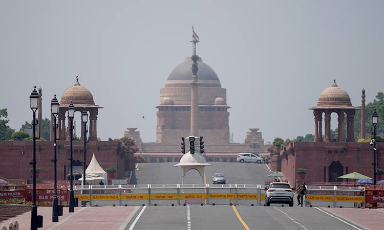 An outside view of the Indian Presidential Palace in New Delhi.