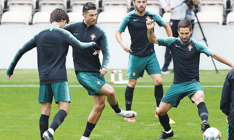 Image result for EURO 2020 QUALIFIERS  RONALDO AND JOAO FELIX TRAIN WITH TEAM MATES