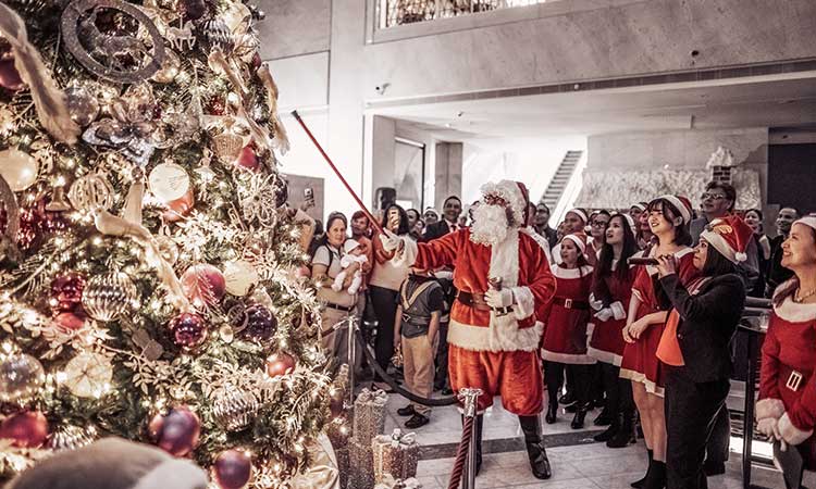 The celebrations got underway with a special tree-lighting event in the hotel