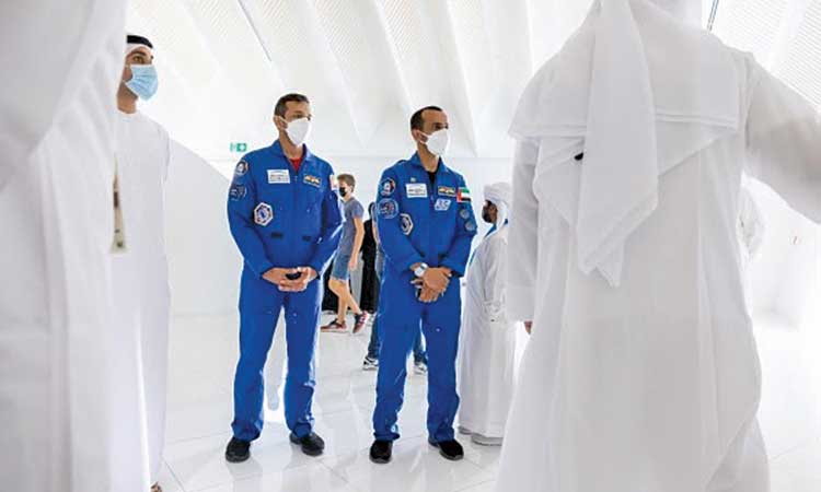 Hazza Al Mansouri during his visit to the Expo 2020 Dubai.