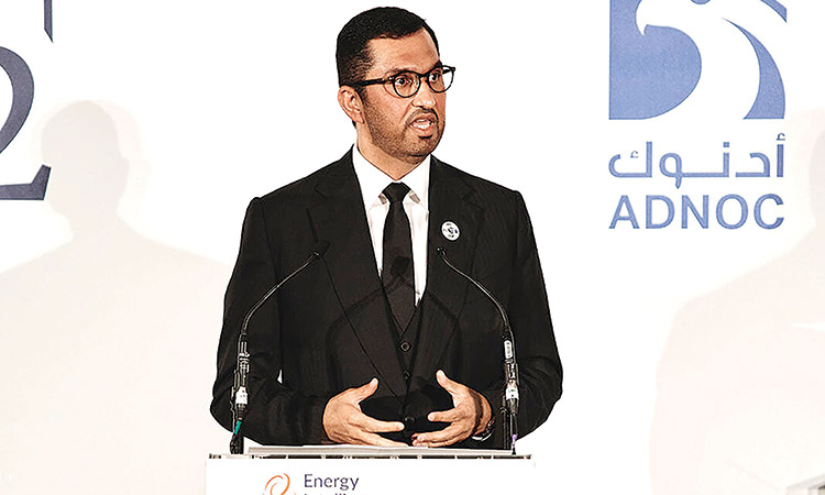 Dr. Sultan Ahmed Al Jaber speaks at the Energy Intelligence Forum in London.  WAM