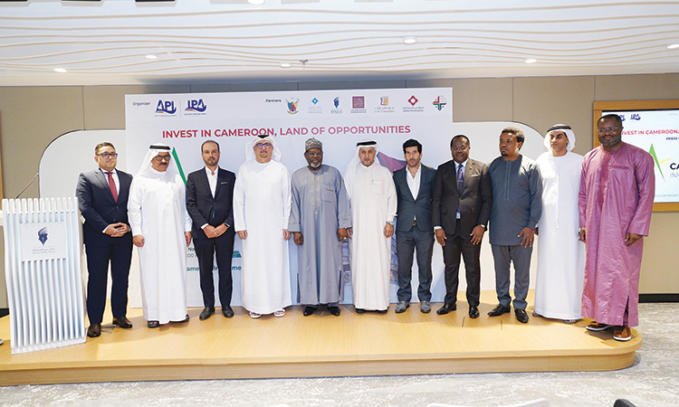 Top officials of the UAE and Cameroon after the event in Dubai on Wednesday.