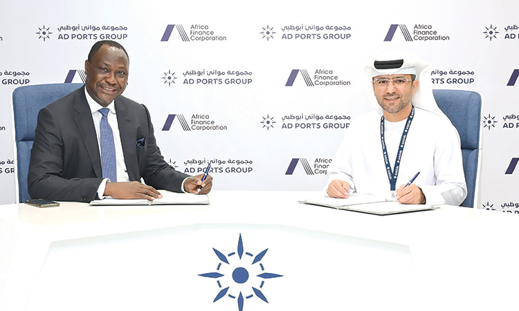 Officials of AD Ports Group and Africa Finance Corporation signing the agreement.