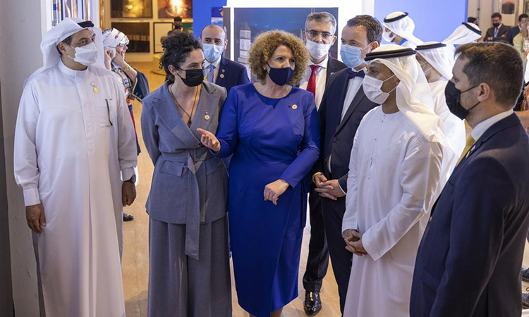 Dr Ahmad Belhoul Al Falasi visits Kosovo Pavilion at the Expo 2020 Dubai. WAM