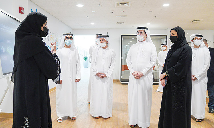 Top officials during the visit to Mohammed Bin Rashid Al Maktoum Solar Park.