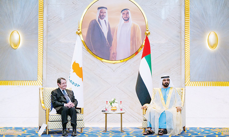 Sheikh Mohammed meets President of Cyprus at Expo 2020 Dubai.