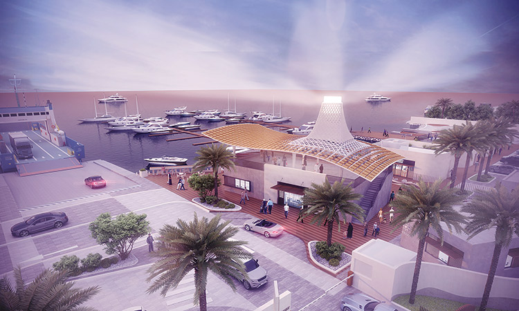 Digital rendering of the new Marina and Ferry Station at Saadiyat, which will be completed by the fourth quarter of 2022.