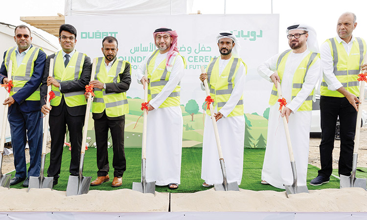 Top officials during the ground breaking ceremony at Dubai Industrial City on Monday.