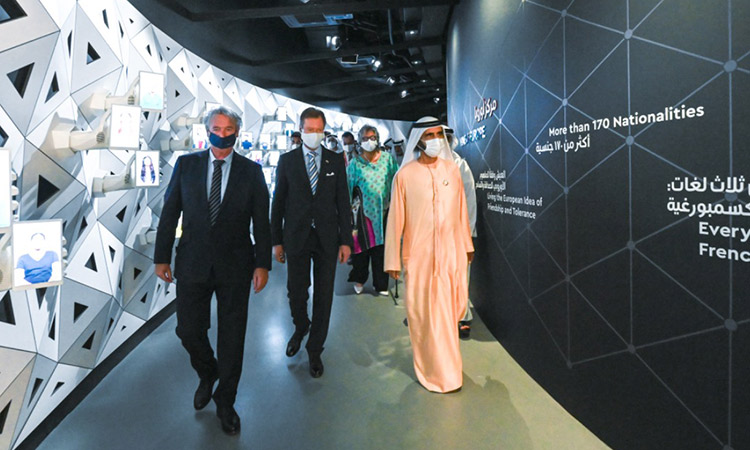 Sheikh Mohammed visits the Luxembourg Pavilion at the Expo 2020 Dubai.