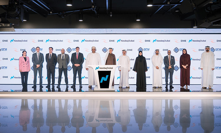 Officials of Dubai Financial Market and Dubai Mercantile Exchange during the event.