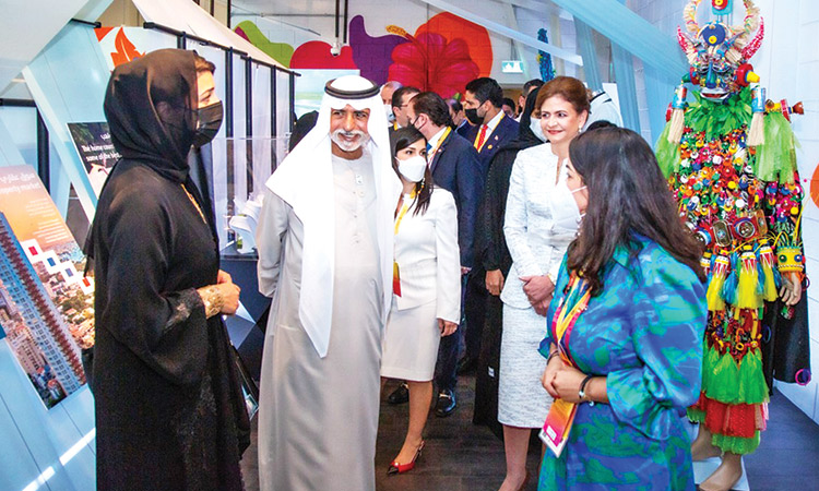 Raquel Peña and Sheikh Nahyan at the pavilion of the Dominican Republic.