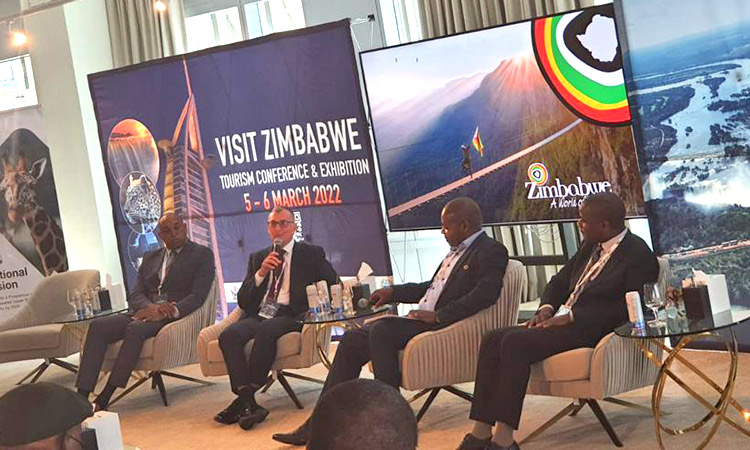 Officials from the Zimbabwe Tourism Authority address a gathering at  the Expo 2020 Dubai.