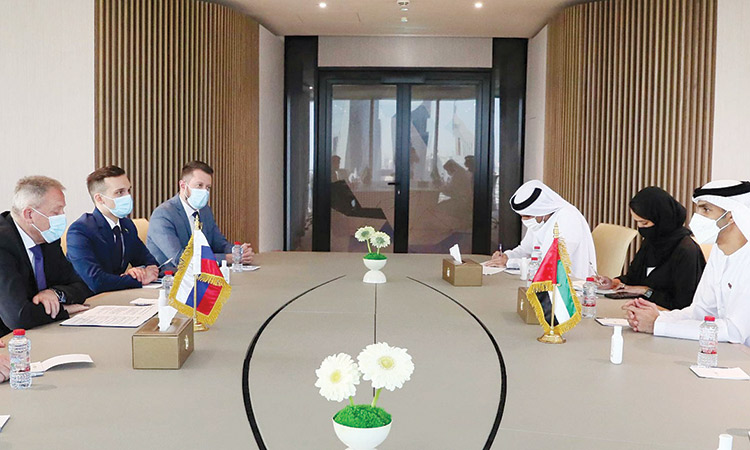 Top officials during the meeting in Dubai on Wednesday.
