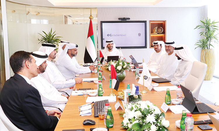 Abdulla Bin Touq Al Marri chairs the Etihad Credit Insurance’s first Board of Directors meeting.