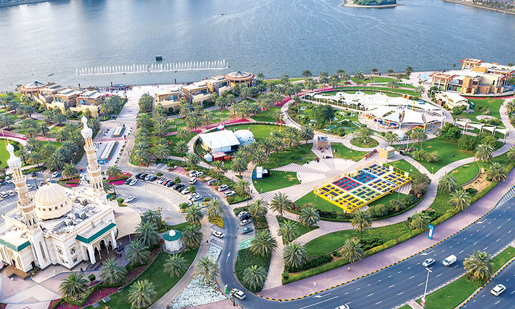 A stunning view of the Sharjah Corniche, a major destination for local and foreign tourists.