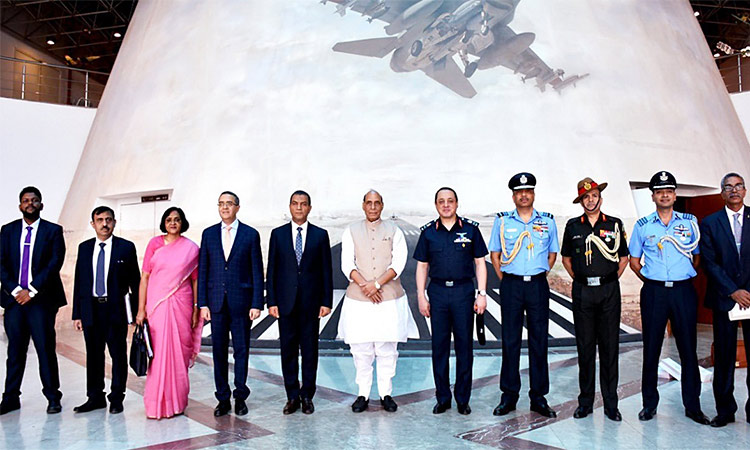 India's Defence Minister, Rajnath Singh, is photographed with Indian and Egyptian officials during his visited to the Egyptian Air Force Museum in Cairo. (Image via Twitter)