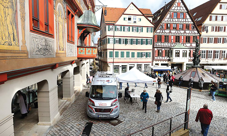 A square in Tuebingen, Germany.  Reuters