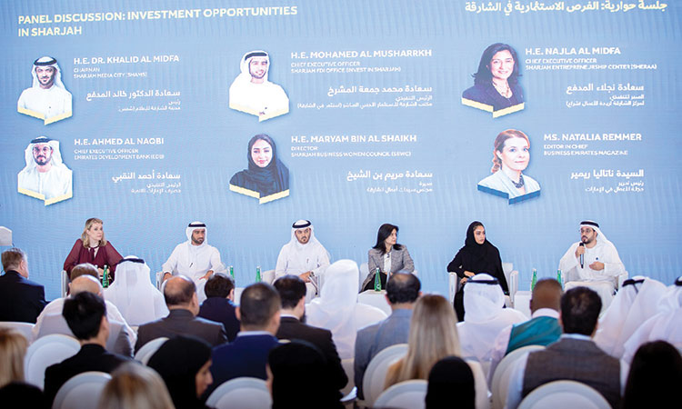 A panel discussion is in progress at the House of Wisdom in Sharjah on Wednesday.