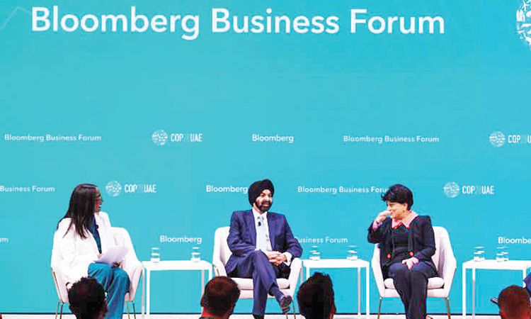 A panel discussion during the Bloomberg Business Forum at COP28 in Dubai.