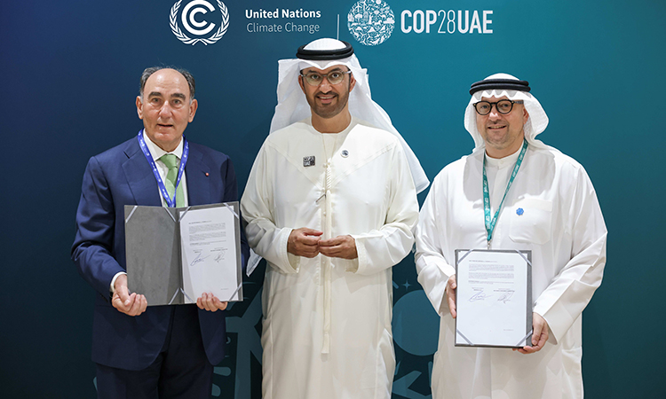 Dignitaries after the signing ceremony  at COP28 in Dubai on Tuesday.