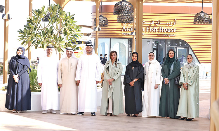 Sheikha Badour with other dignitaries during her visit to the Al Heera Beach.
