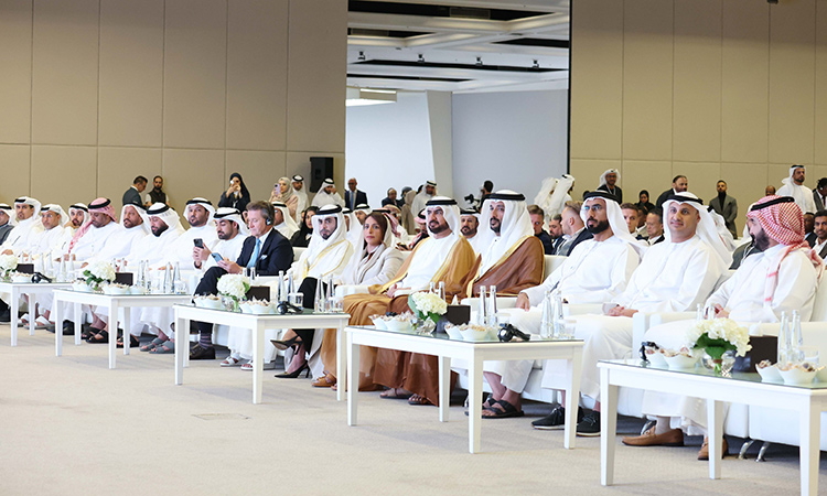 Sheikh Abdullah Bin Salem Bin Sultan Al Qasimi and Sheikha Bodour with other dignitaries at the opening of the Sharjah Investment Forum in Sharjah on Wednesday.