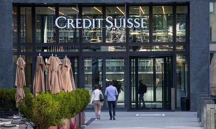 The Swiss bank Credit Suisse is seen at an office building in Zurich, Switzerland. Reuters