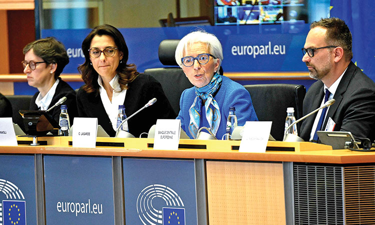 Christine Lagarde answers questions during the European Parliament Committee on Economic Affairs in Brussels. File/Agence France-Presse