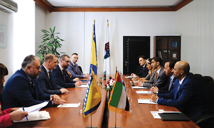 The UAE delegation during a meeting with the officials of Bosnia-Herzegovina.