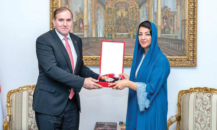Reem Al Hashemy during a meeting with  a top Paraguayan official.