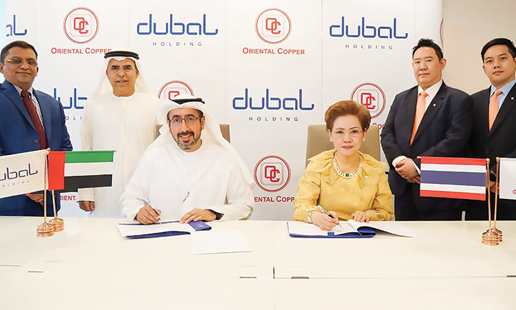 Officials of Dubal Holding and Oriental Copper during the signing ceremony.