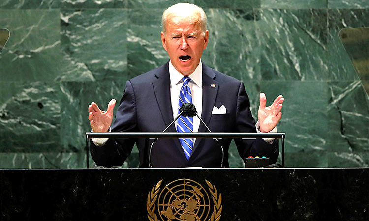 US President Joe Biden addresses the 76th Session of the UN General Assembly in New York City. Reuters