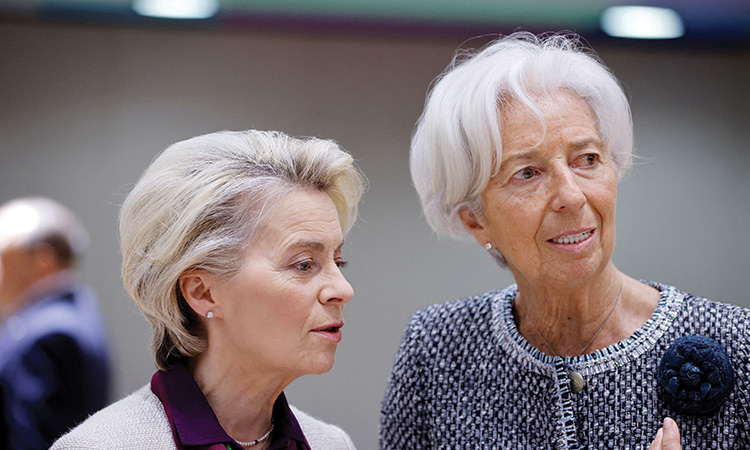 European Commission President Ursula von der Leyen and European Central Bank (ECB) President Christine Lagarde attend a summit in Brussels. File/Reuters