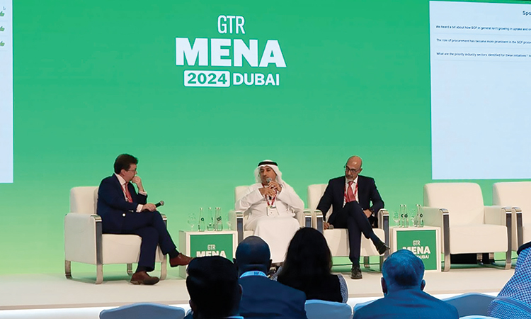 Officials and participants during the Global Trade Review Mena 2024 in Dubai.
