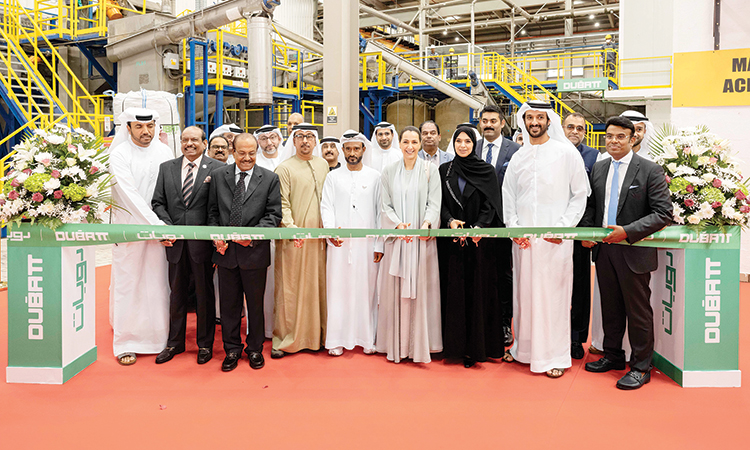 Top officials during the inauguration of the battery recycling plant at Dubai Industrial City.