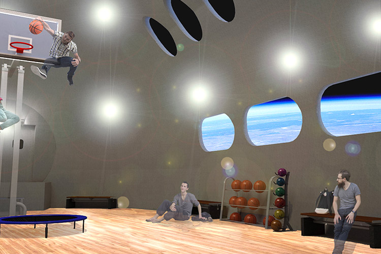 Voyager's gym will offer unprecedented low gravity activities.