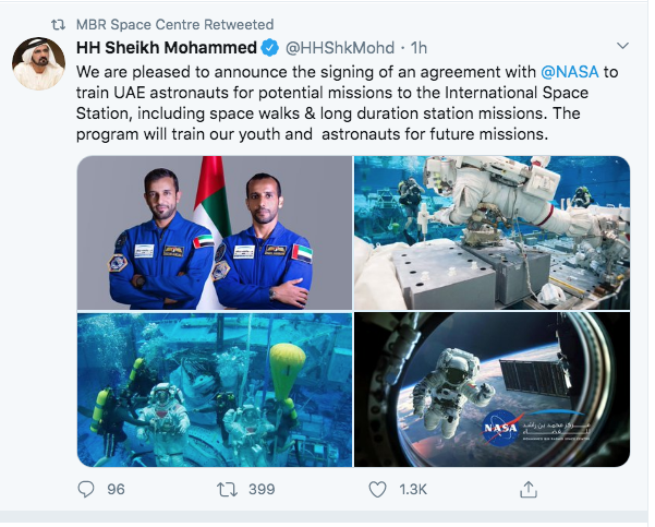 Sheikh Mohammed on MBRSC-NASA deal