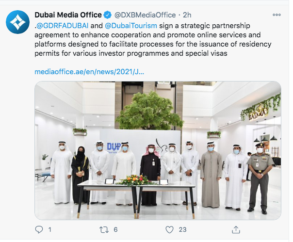 GDFRA-Dubai tourism tweet