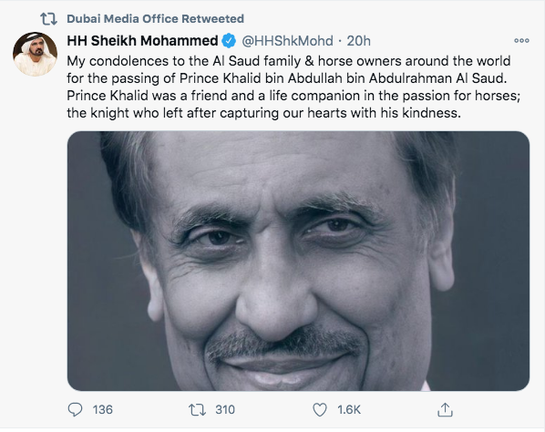 VP tweet on Prince Khalid death
