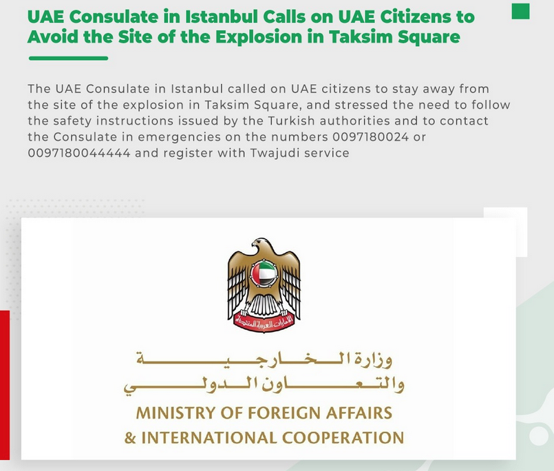 UAE citizens urged to stay safe in Turkey