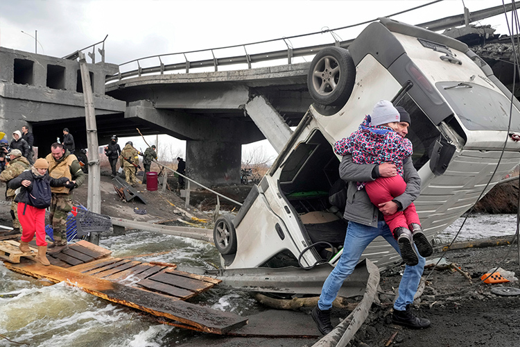 Ukraineflee-bridge-damage