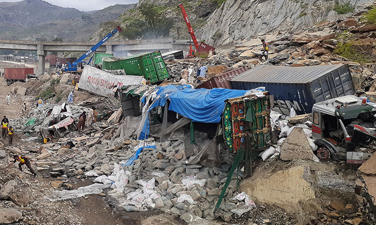 Torkham-Terminal-trucks-landslide
