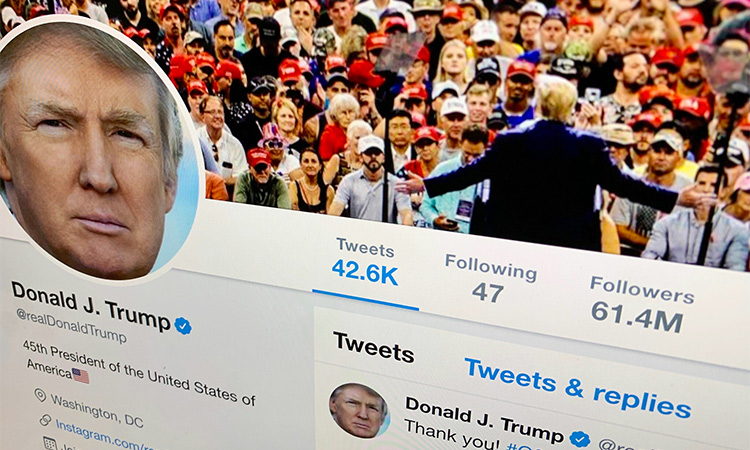 A screenshot of Donald Trump's Twitter profile.