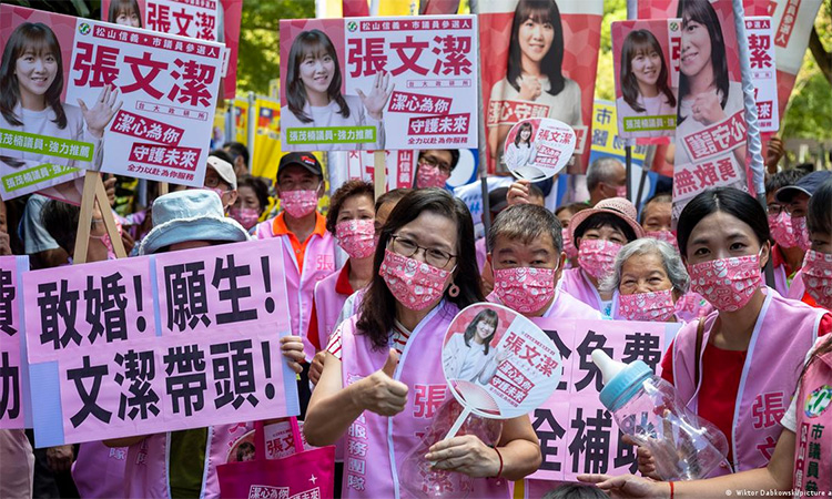 Women account for around 35% of the candidates on the ballot in Taiwan's local elections. AP