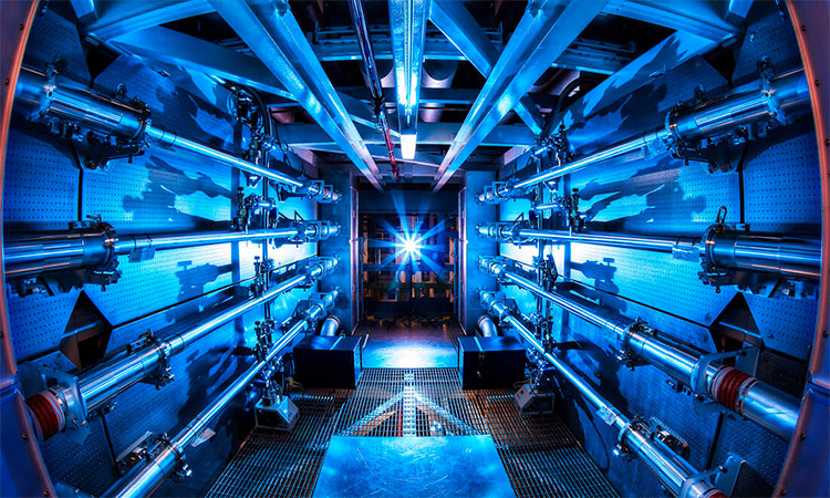 The multi-billion dollar National Ignition Facility has used 192 laser beams to create net energy from a tiny pellet of nuclear fuel. (Image via Twitter)